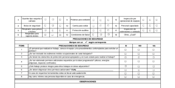 PERMISO DE TRABAJO EN CALIENTE (EXCEL, PDF) - Imagen 2